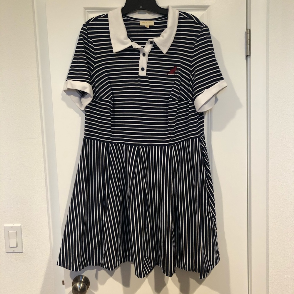 Stripe with cat embroidery dress